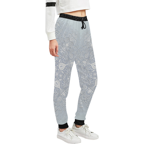 White and Blue Watercolor Mandala Pattern Unisex All Over Print Sweatpants (Model L11)