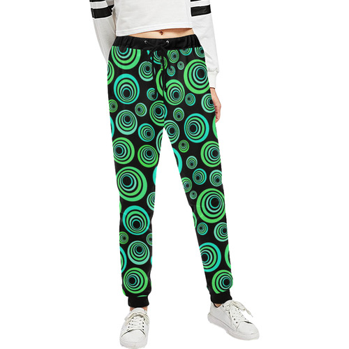 Crazy Fun Neon Blue & Green retro pattern Unisex All Over Print Sweatpants (Model L11)