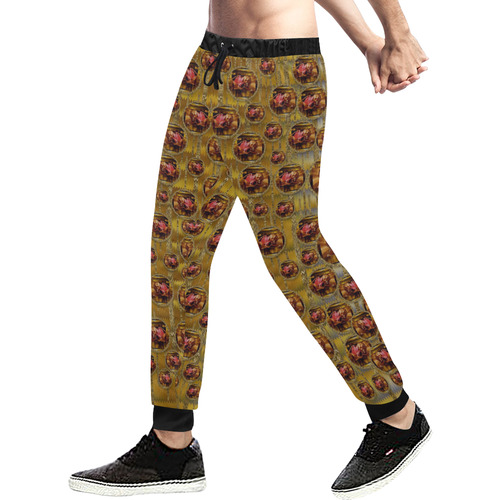 Angels in gold and flowers of paradise rocks Men's All Over Print Sweatpants (Model L11)