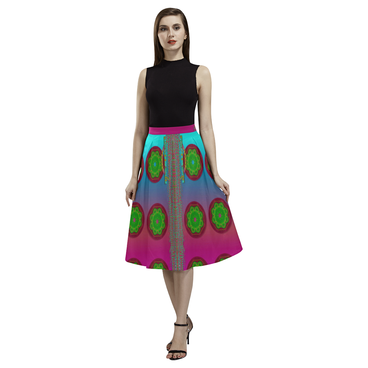 Meditative abstract temple of love Aoede Crepe Skirt (Model D16)
