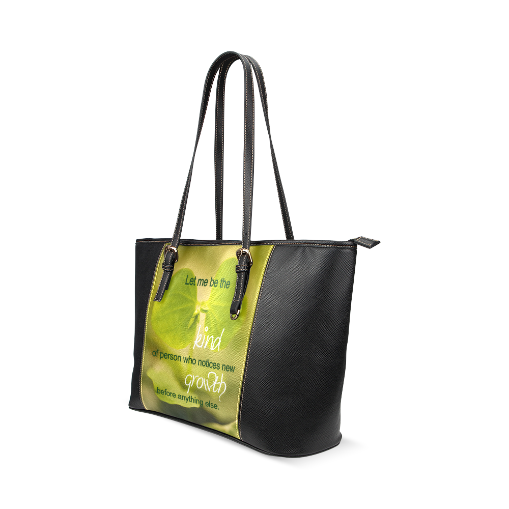 Inspirational Quote Leather Tote Bag/Small (Model 1640)