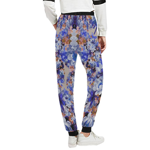 Blue And Tangerine Floral Unisex All Over Print Sweatpants (Model L11)