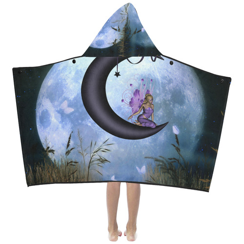 Wonderful fairy on the moon Kids' Hooded Bath Towels