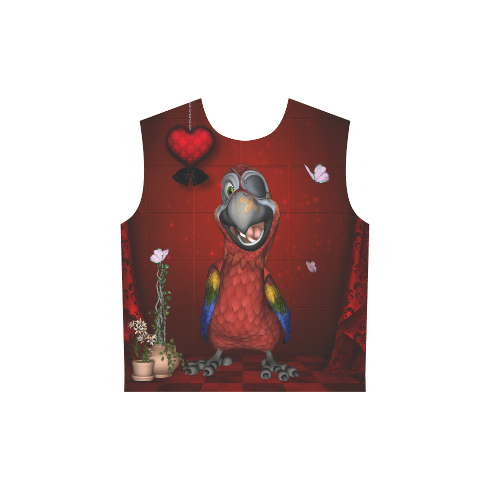 Funny, cute parrot All Over Print Sleeveless Hoodie for Women (Model H15)