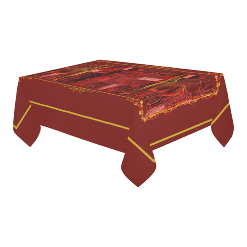 Red Lamassu Cotton Linen Tablecloth 60" x 90"