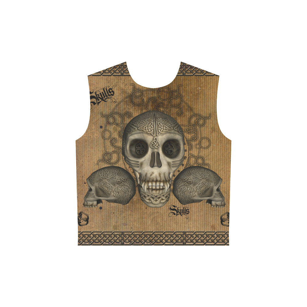 Awesome skull with celtic knot All Over Print Sleeveless Hoodie for Women (Model H15)