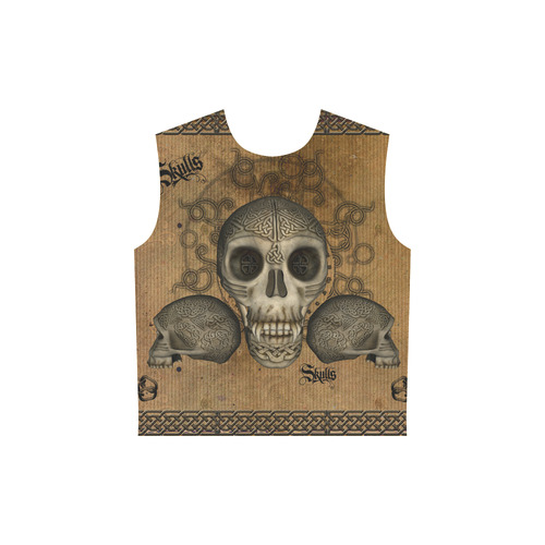 Awesome skull with celtic knot All Over Print Sleeveless Hoodie for Women (Model H15)