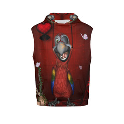 Funny, cute parrot All Over Print Sleeveless Hoodie for Women (Model H15)