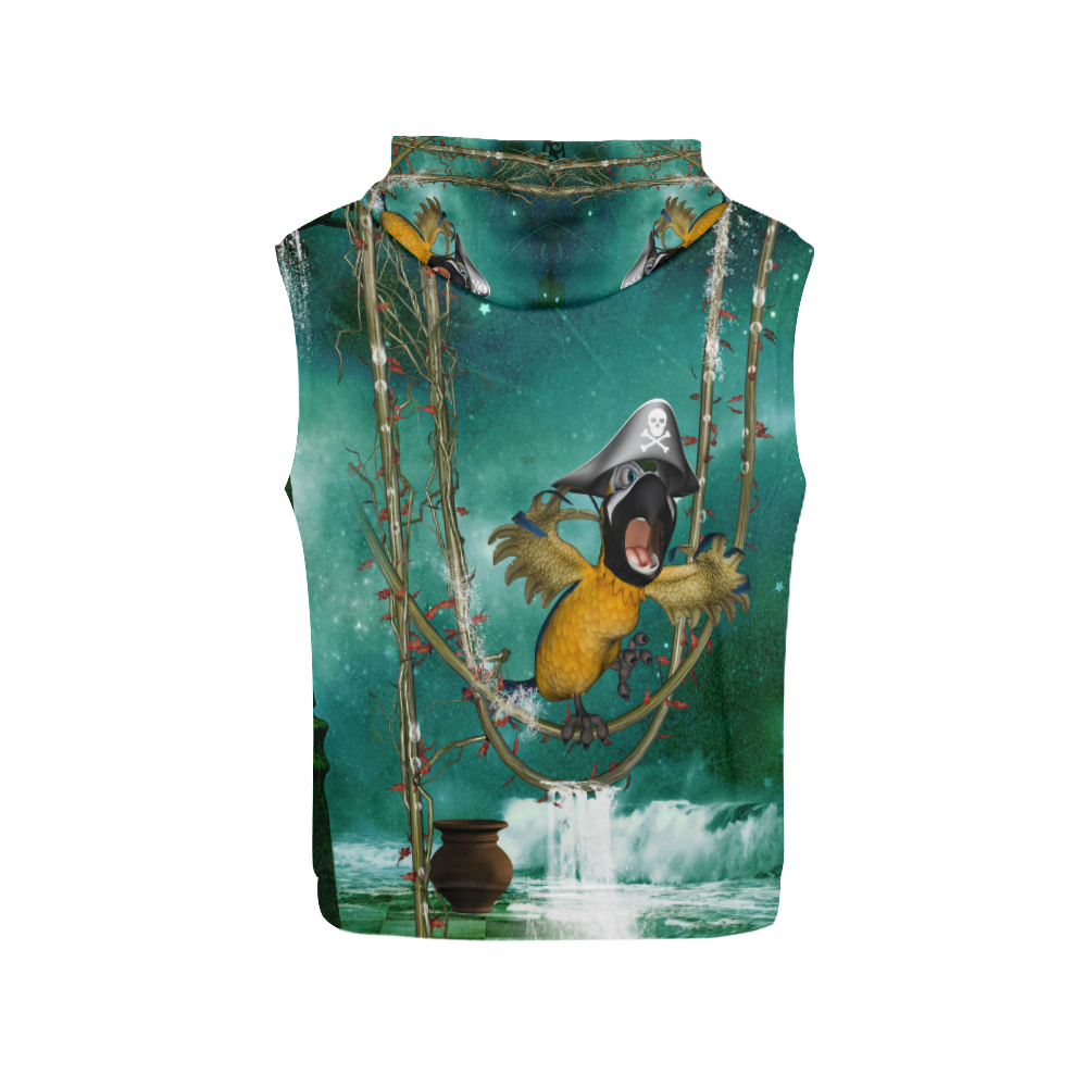 Funny pirate parrot All Over Print Sleeveless Hoodie for Women (Model H15)