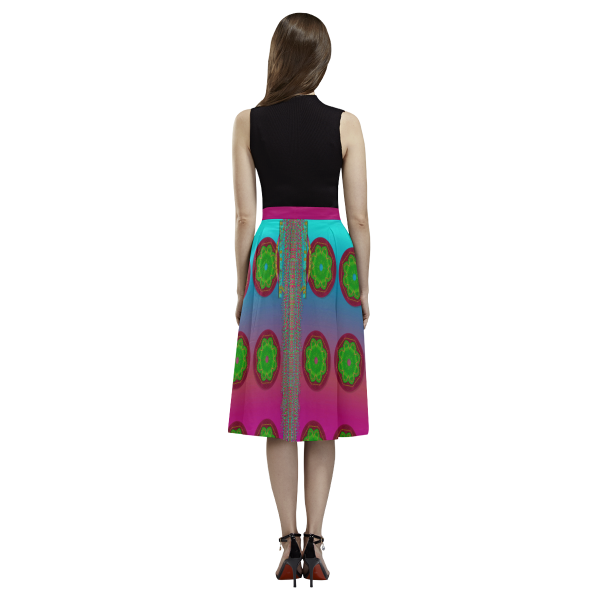 Meditative abstract temple of love Aoede Crepe Skirt (Model D16)