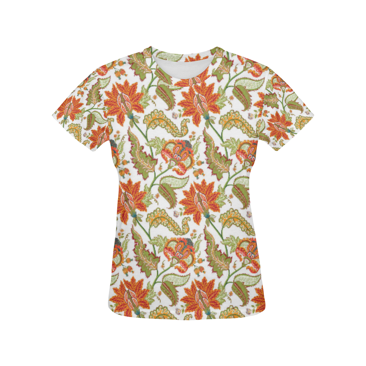 Indian Vintage Floral Pattern Antique All Over Print T-Shirt for Women (USA Size) (Model T40)
