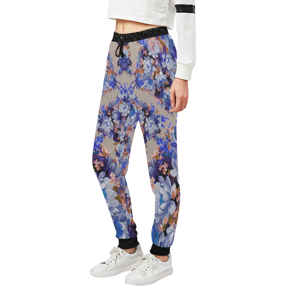 Blue And Tangerine Floral Unisex All Over Print Sweatpants (Model L11)