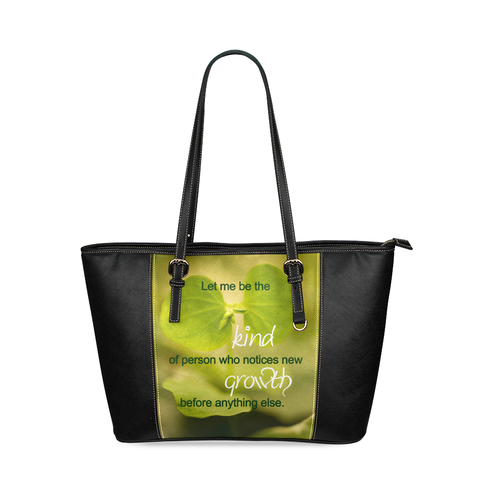 Inspirational Quote Leather Tote Bag/Small (Model 1640)