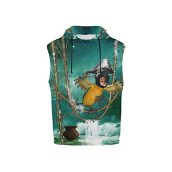 Funny pirate parrot All Over Print Sleeveless Hoodie for Kid (Model H15)