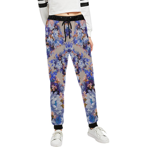 Blue And Tangerine Floral Unisex All Over Print Sweatpants (Model L11)