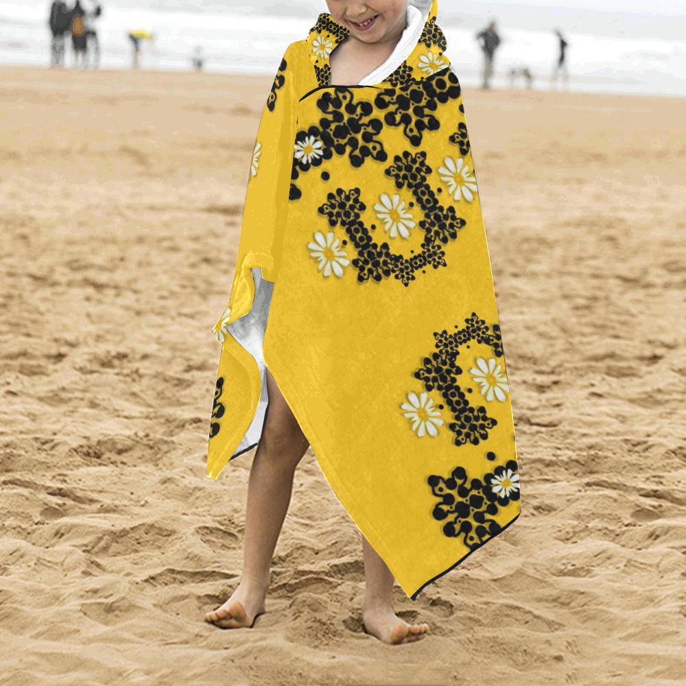 Ornate circulate is festive in flower decorative Kids' Hooded Bath Towels