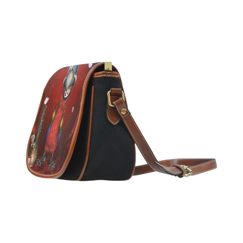 Funny, cute parrot Saddle Bag/Small (Model 1649)(Flap Customization)