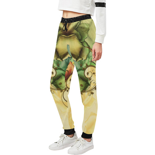 Colorful flowers with butterflies Unisex All Over Print Sweatpants (Model L11)