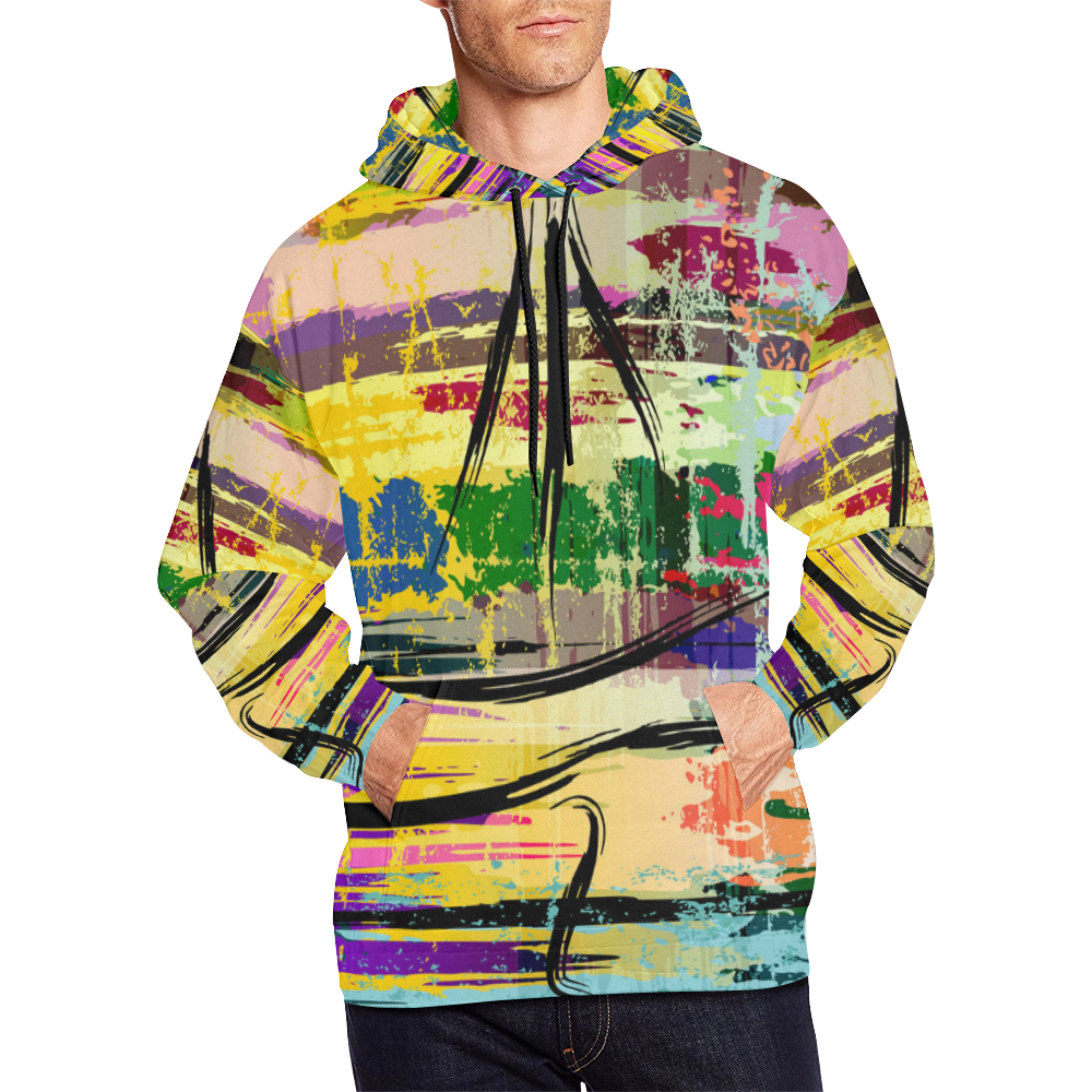 Colorful Abstract Art All Over Print Hoodie for Men/Large Size (USA Size) (Model H13)