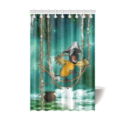 Funny pirate parrot Shower Curtain 48"x72"