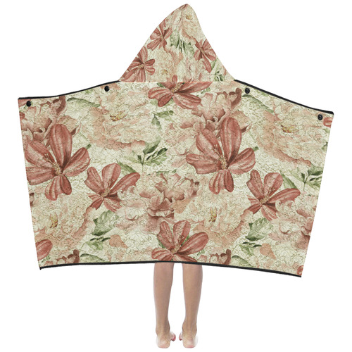 Watercolor Vintage Flowers Butterflies Lace 2 Kids' Hooded Bath Towels