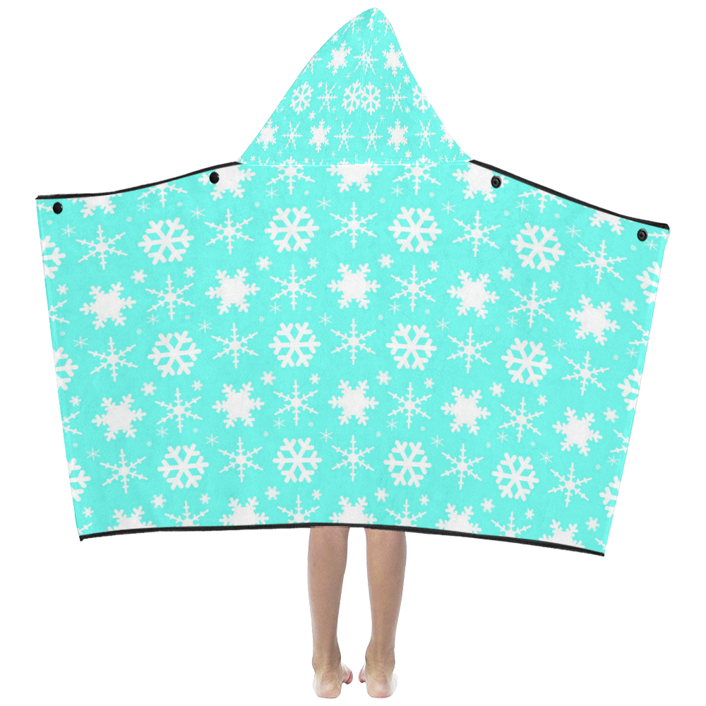 Snowflakes Mint Kids' Hooded Bath Towels