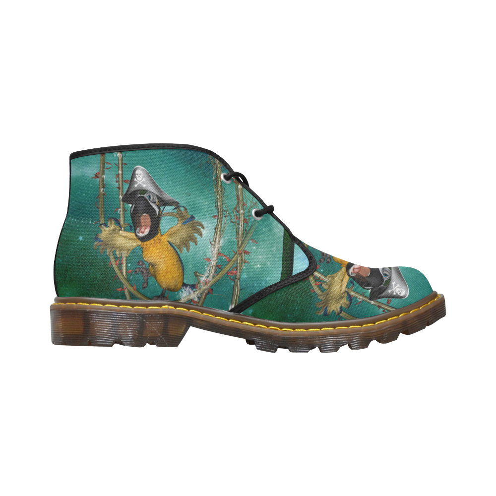 Funny pirate parrot Women's Canvas Chukka Boots (Model 2402-1)