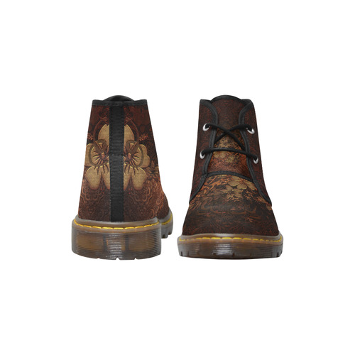 Floral design, vintage Men's Canvas Chukka Boots (Model 2402-1)