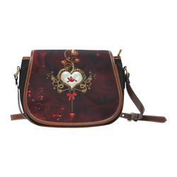Wonderful heart with dove Saddle Bag/Small (Model 1649)(Flap Customization)