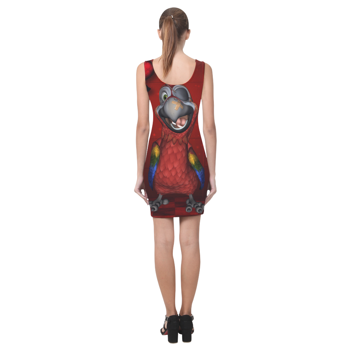 Funny, cute parrot Medea Vest Dress (Model D06)