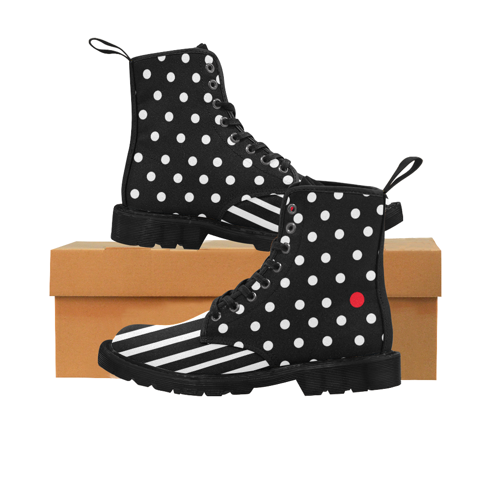 Red Dot. Inspired by the Magic Island of Gotland. Martin Boots for Women (Black) (Model 1203H)