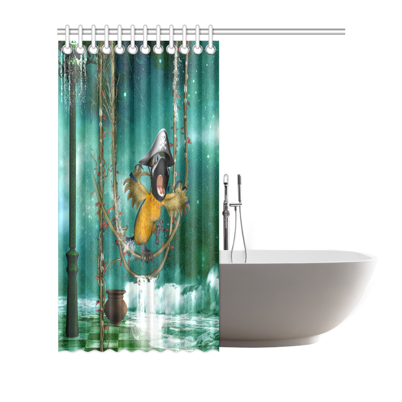 Funny pirate parrot Shower Curtain 66"x72"