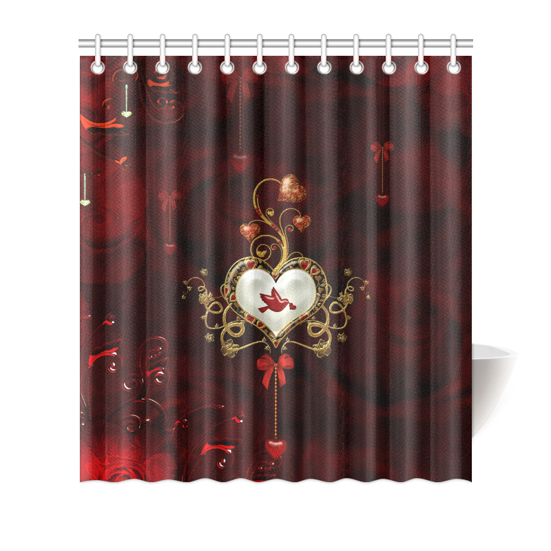 Wonderful heart with dove Shower Curtain 66"x72"