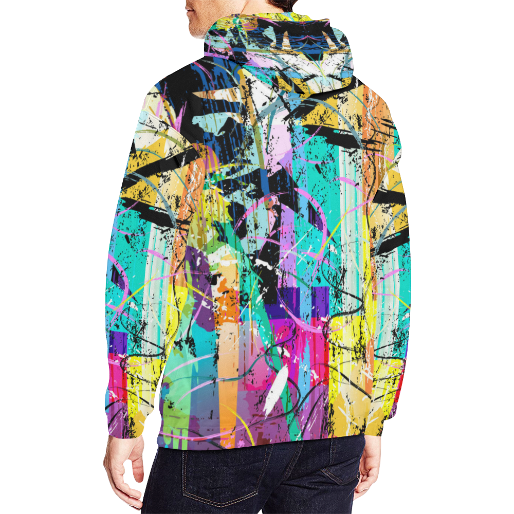 Colorful Abstract Art All Over Print Hoodie for Men/Large Size (USA Size) (Model H13)