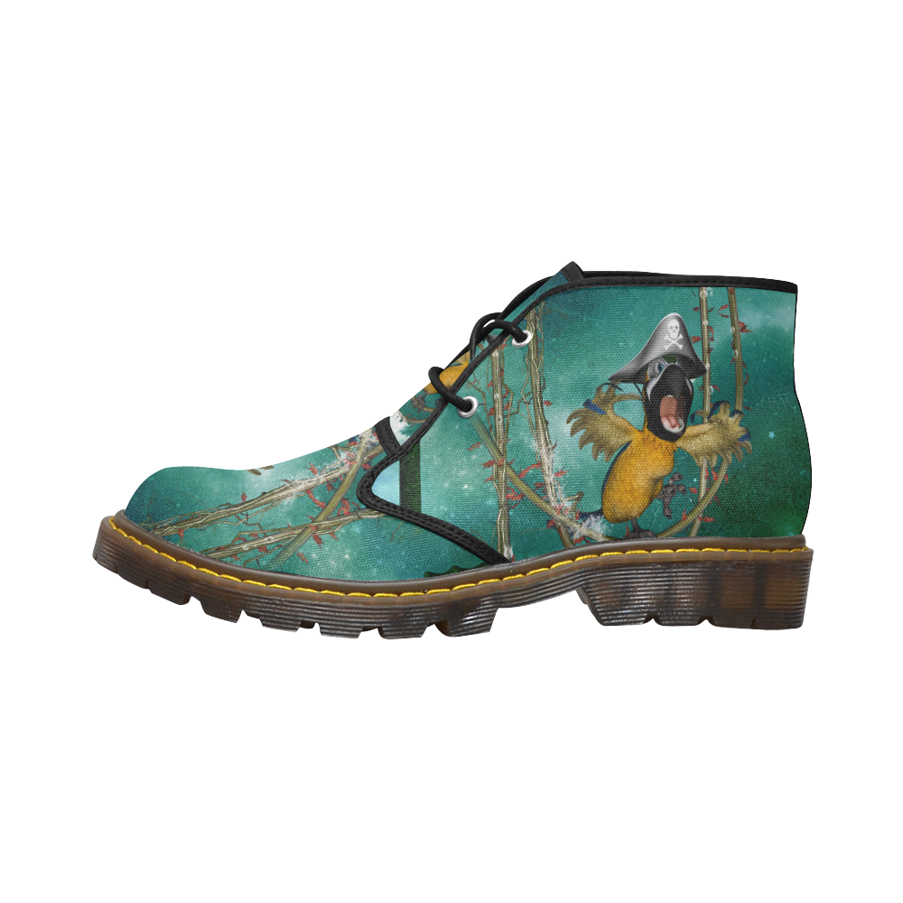 Funny pirate parrot Men's Canvas Chukka Boots (Model 2402-1)