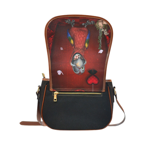 Funny, cute parrot Saddle Bag/Small (Model 1649)(Flap Customization)