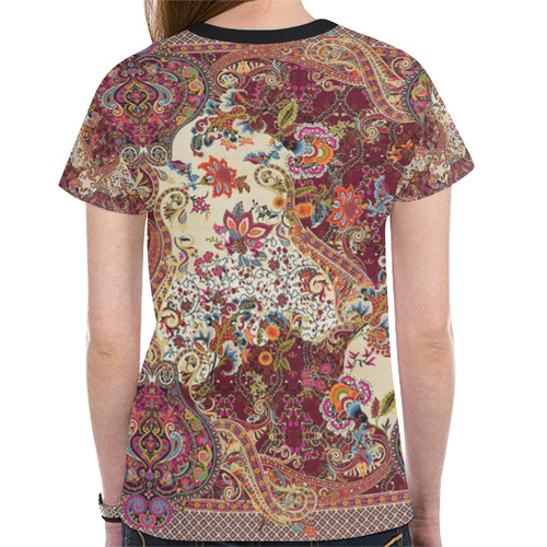 Vintage Antique Indian Persian Floral New All Over Print T-shirt for Women (Model T45)