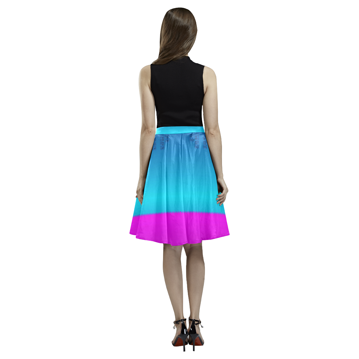 Sky earth and star fall Melete Pleated Midi Skirt (Model D15)