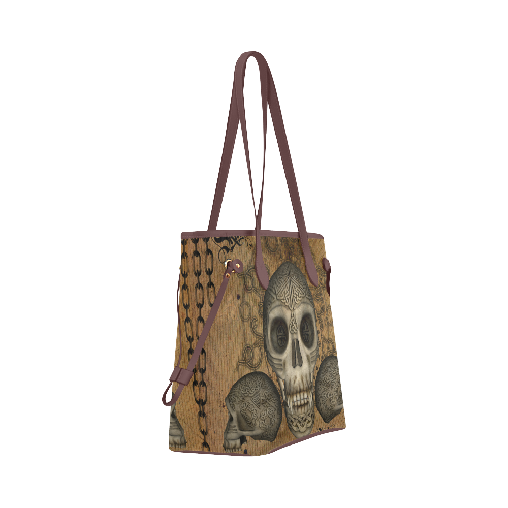 Awesome skull with celtic knot Clover Canvas Tote Bag (Model 1661)