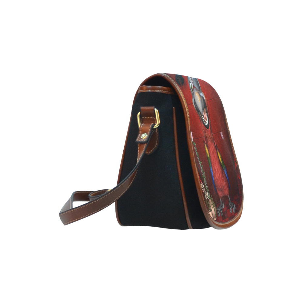 Funny, cute parrot Saddle Bag/Small (Model 1649)(Flap Customization)