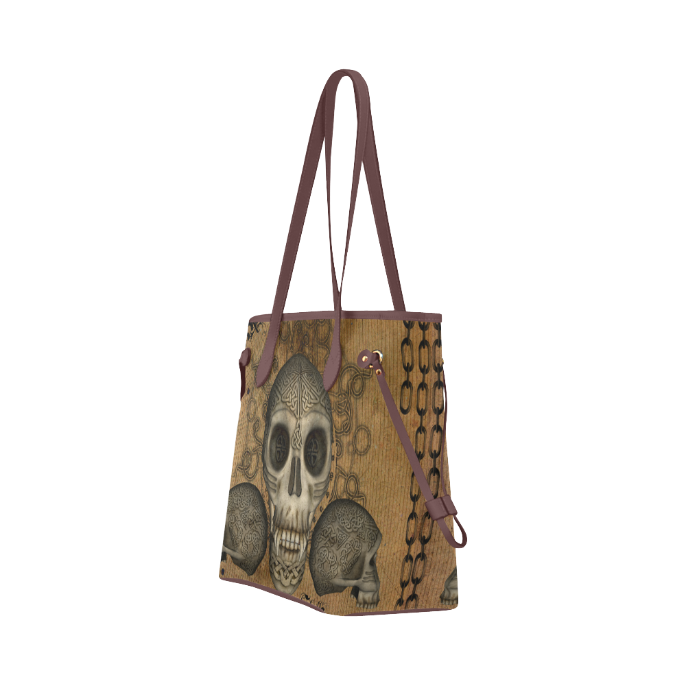 Awesome skull with celtic knot Clover Canvas Tote Bag (Model 1661)