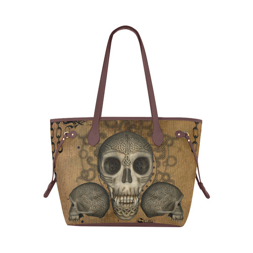 Awesome skull with celtic knot Clover Canvas Tote Bag (Model 1661)