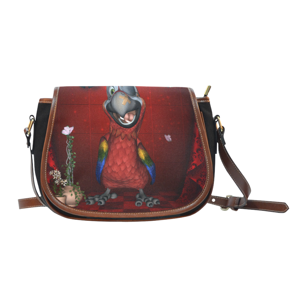 Funny, cute parrot Saddle Bag/Small (Model 1649)(Flap Customization)