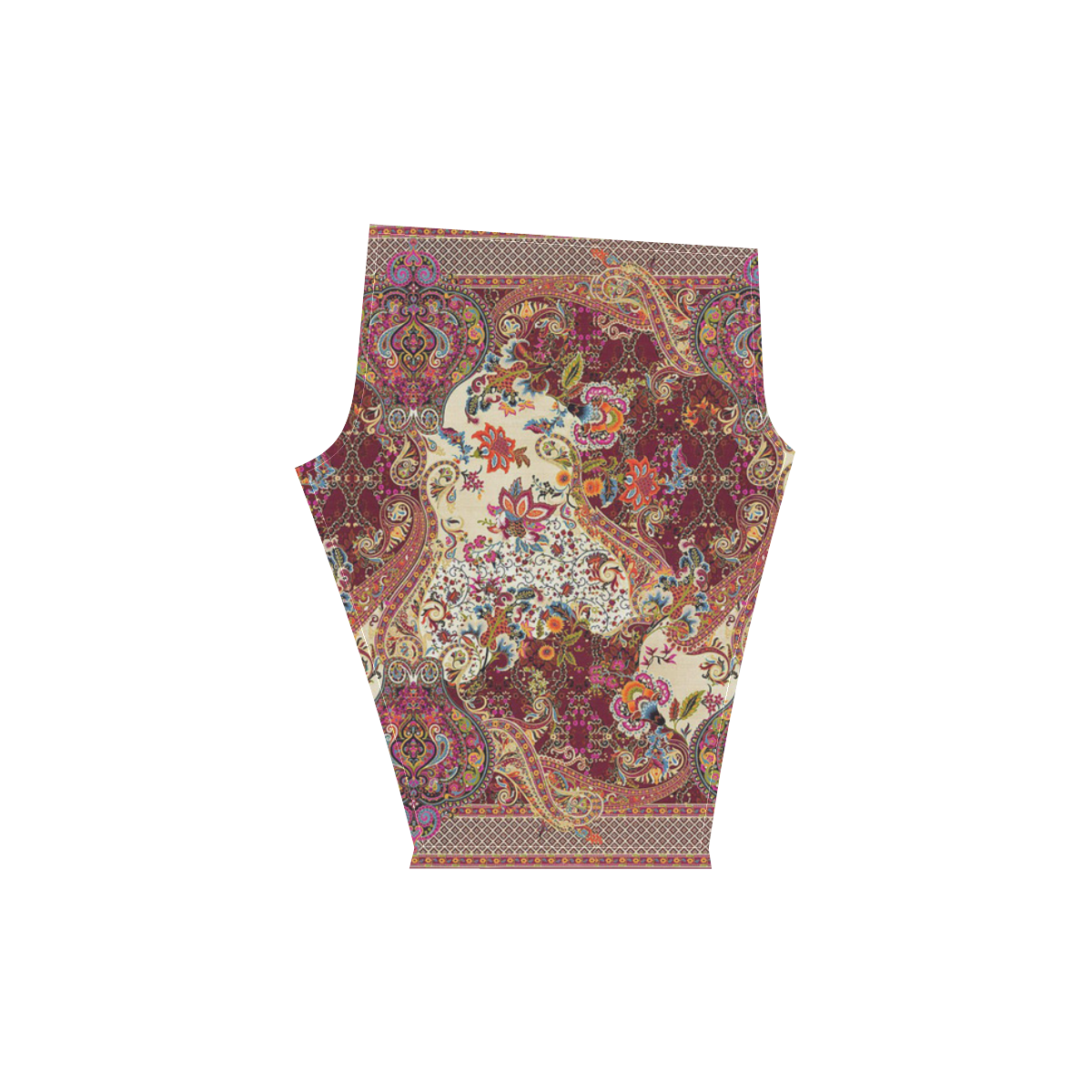 Vintage Antique Indian Persian Floral Women's Low Rise Capri Leggings (Invisible Stitch) (Model L08)