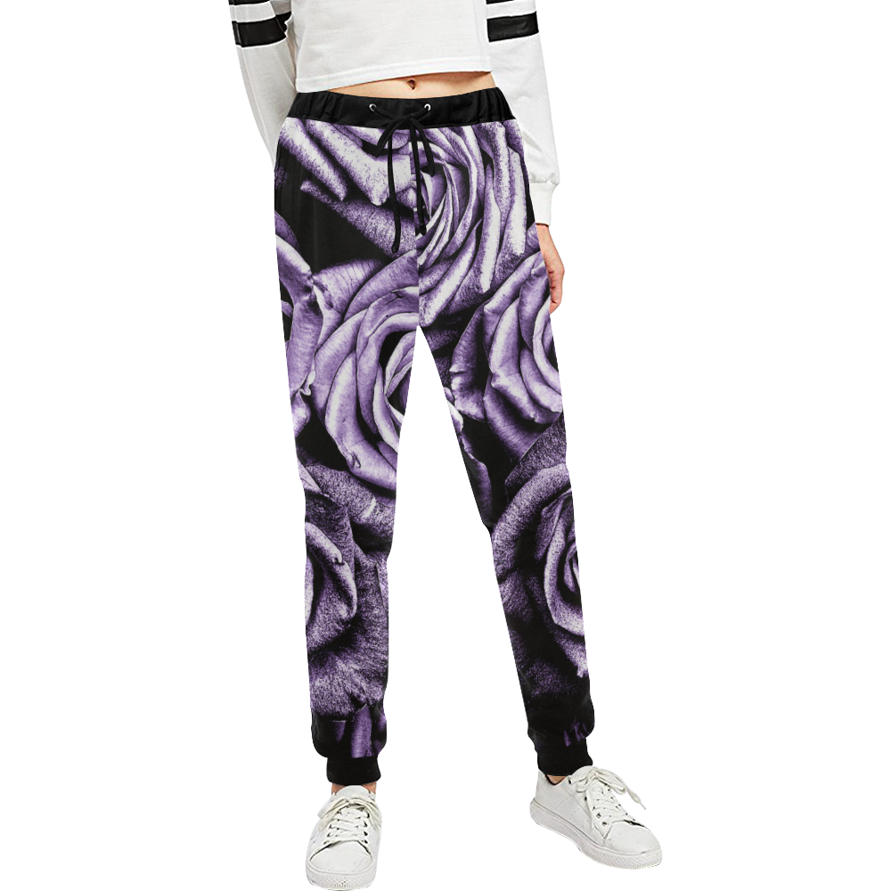 Vintage Purple Roses Unisex All Over Print Sweatpants (Model L11)