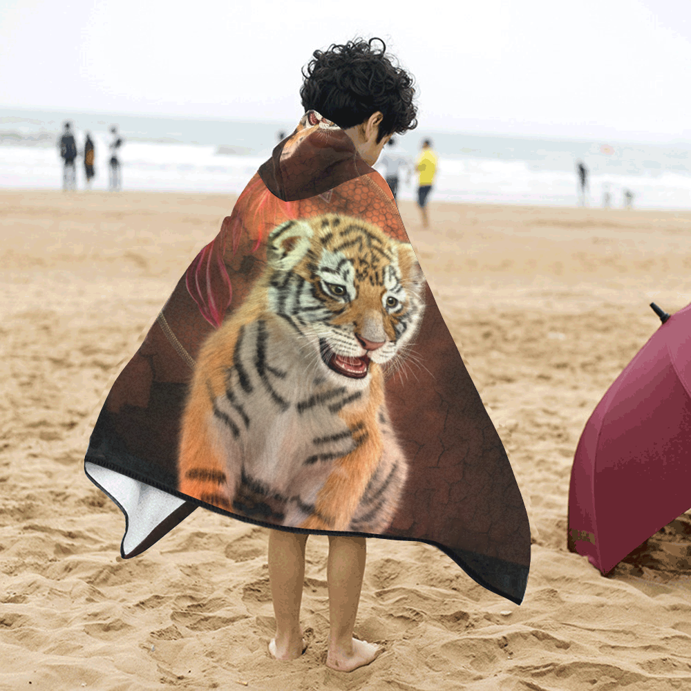 Cute little tiger Kids' Hooded Bath Towels