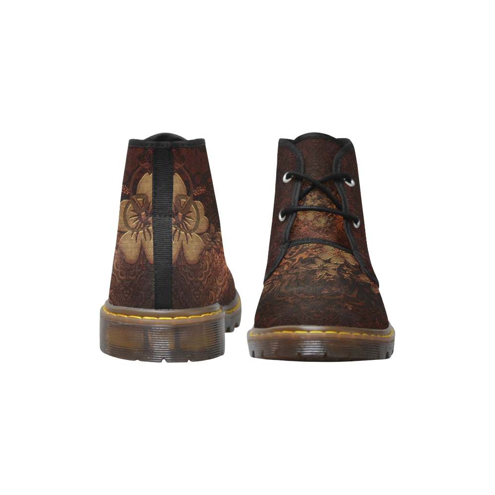 Floral design, vintage Women's Canvas Chukka Boots (Model 2402-1)