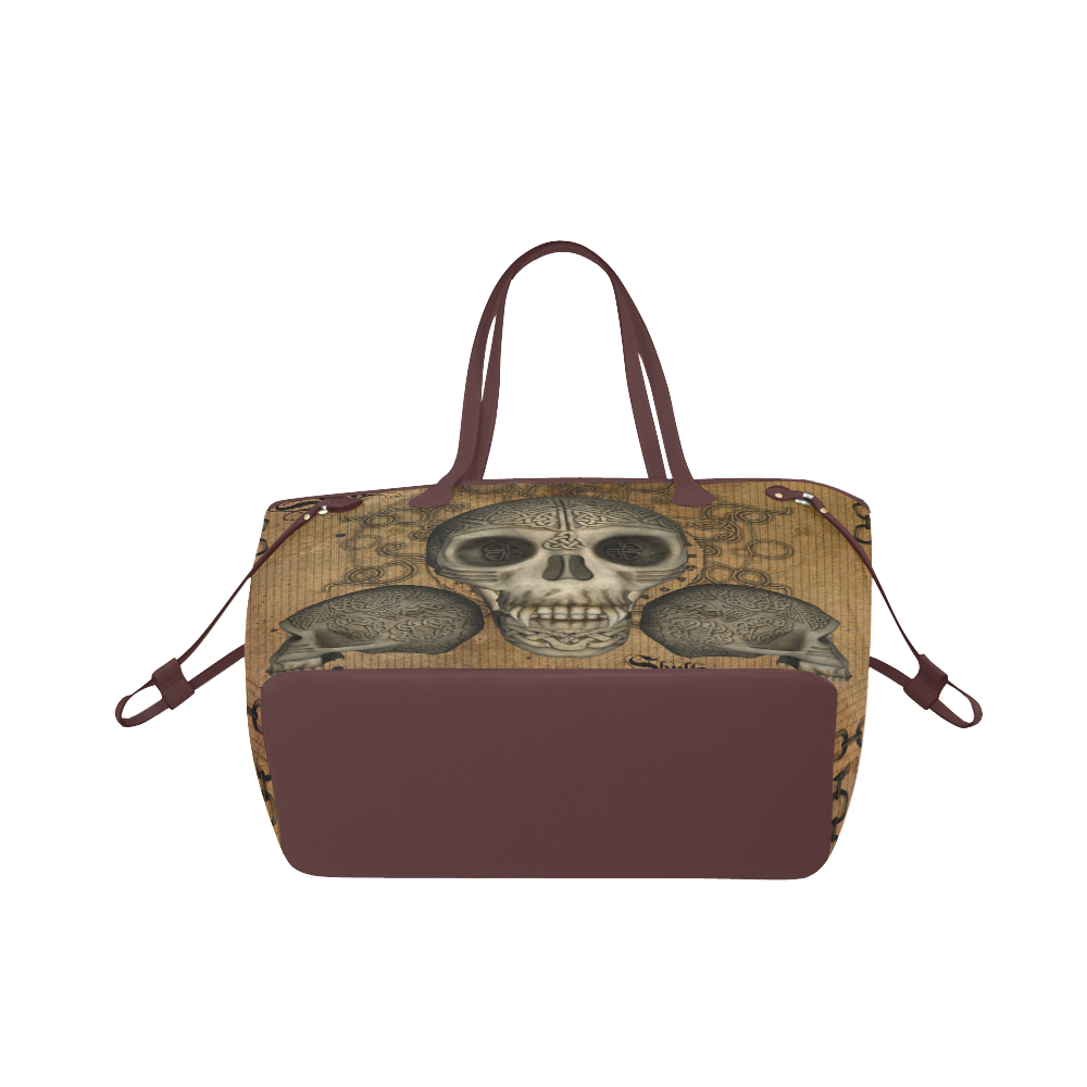 Awesome skull with celtic knot Clover Canvas Tote Bag (Model 1661)