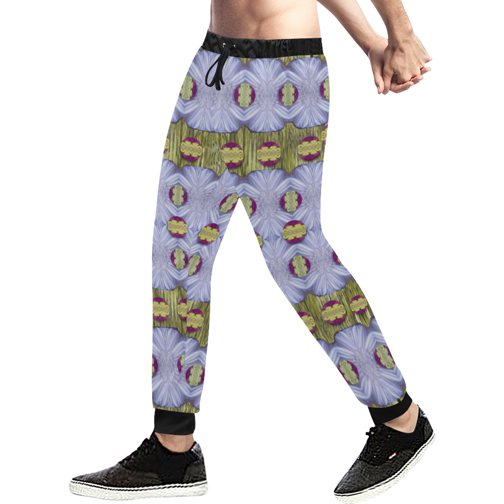 Soul Flowers in Gold and Shimmer Men's All Over Print Sweatpants (Model L11)