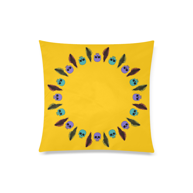 Skull Ring Yellow Custom Zippered Pillow Case 20"x20"(Twin Sides)